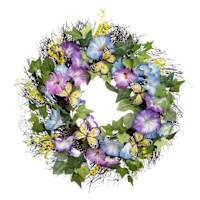 Petunia, Daisy & Butterfly Wreath, 22"