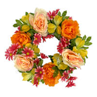 Orange & Yellow Mixed Floral Wreath, 18"