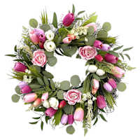 Pink Tulip & Rose Mix Wreath, 24"