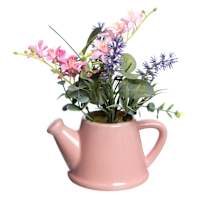 Star Flower & Lavender Arrangement in Pink Ceramic Pot, 7"