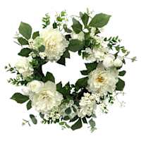 White Peony & Ranunculus Mix Wreath, 22"