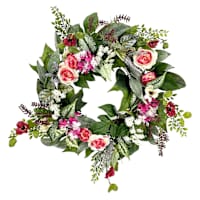 Ranunculus & Snowball Wreath, 24"