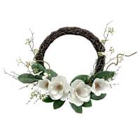 Magnolia Half Wreath, 24"