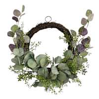Eucalyptus Leaf Semi-Wreath with Podocarpus, 20"