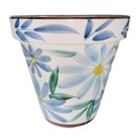 Hand Painted Blue Daisy Spanish Outdoor Planter, Small