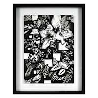 SCADpro Glass Framed Bouquet Print Wall Art, 17x21