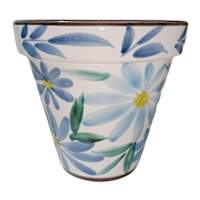 Hand Painted Spanish Blue Daisy Outdoor Planter, Large