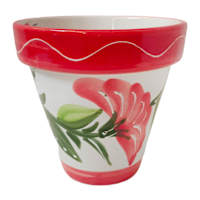Hand Painted Red Floral Spanish Outdoor Planter, Small