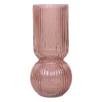 Pink Bottom Bubble Ribbed Vase, 9"