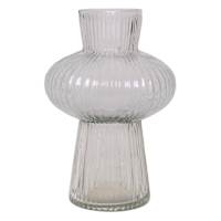Clear Bubble Ribbed Glass Vase, 8.5"