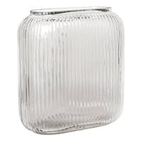 Clear Rectangle Ribbed Vase, 7"