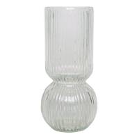 Clear Bottom Bubble Ribbed Vase, 9"