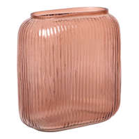 Pink Rectangle Ribbed Vase, 7"