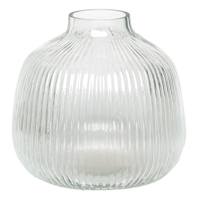 Clear Round Ribbed Vase, 6"