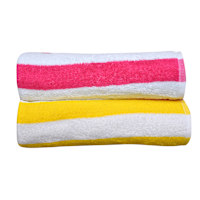 2-Pack Cabana Yellow & Pink Stripe Beach Towel, 28x58