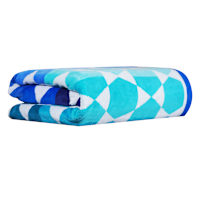 Hexagon Blue to Green Ombre Jacquard Velour Beach Towel, 34x64