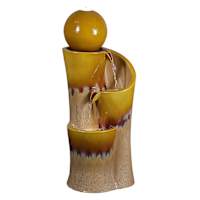 Reactive Glaze 3-Tier Outdoor Fountain With Light Brown, 32"