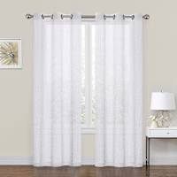 2-Pack White Crushed Sheer Grommet Curtain Panels, 95"