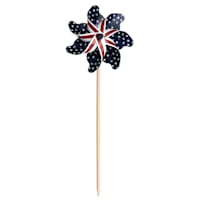 Patriotic Red Striped & Navy Star Whirligig, 19"