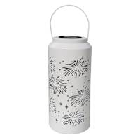 LED Solar White Metal Lantern, 13.5"