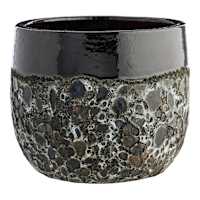 Black Lava Ceramic Outdoor Planter, Medium