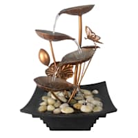 Lotus Table Outdoor Fountain With Light, 12"