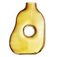 Crosby St. Yellow Center Hole Glass Vase, 11.5"