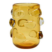 Crosby St. Yellow Glass Vase with Clear Oval Stones, 9"