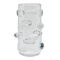 Crosby St. Clear Glass Vase with Clear Oval Stones, 13"
