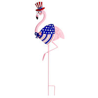 Patriotic Metal Flamingo Yard Stake, 36"
