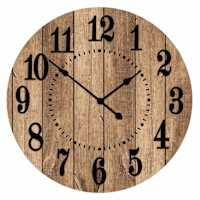 Brown-washed Wood Plank Wall Clock, 14"