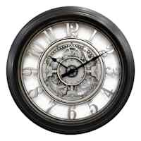 Rustic Silver Gears Wall Clock, 28"