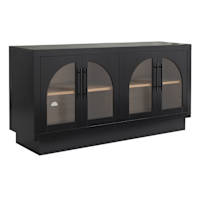 Lainey Wood & Glass Media Cabinet, Black