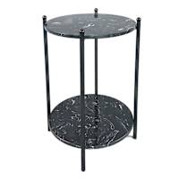 Leah Metal & Marble Accent Table, Black