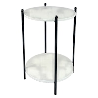 Leah Metal & Marble Side Table, White