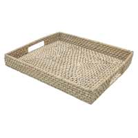 White Rectangle Rattan Tray, 17x12