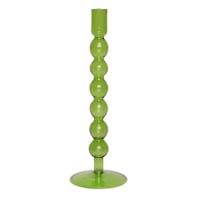 Green Bubble Glass Taper Candle Holder, 11"