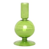 Green Bubble Glass Taper Candle Holder, 6"