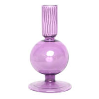 Purple Bubble Glass Taper Candle Holder, 6"