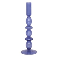 Blue Bubble Glass Taper Candle Holder, 10"
