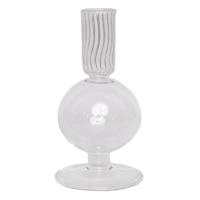 Clear Bubble Glass Taper Candle Holder, 6"