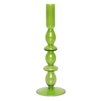 Green Bubble Glass Taper Candle Holder, 10"