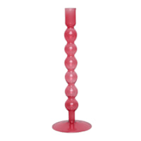 Pink Bubble Glass Taper Candle Holder, 11"
