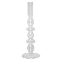 Clear Bubble Glass Taper Candle Holder, 10"