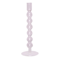 Clear Bubble Glass Taper Candle Holder, 11"