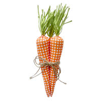 Homespun Easter 3-Pack Plaid Fabric Carrots Decor, 14"