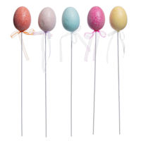 Bunny Brights Set of 5 Multicolored Glitter Easter Egg Pick, 12"