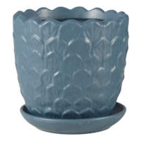 Indoor Green Petal Glazed Planter, Medium