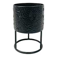 Black Flower Print Plant Stand, Small