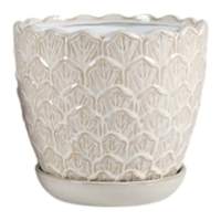 Indoor Cream Petal Glazed Planter, Medium